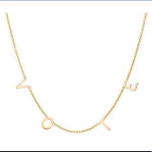 The iconic VOTE necklace, 18 gold dipped